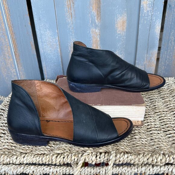 Free People Mont Blanc Leather Sandals Sz EU 37, US 6.5 Black - Picture 8 of 16